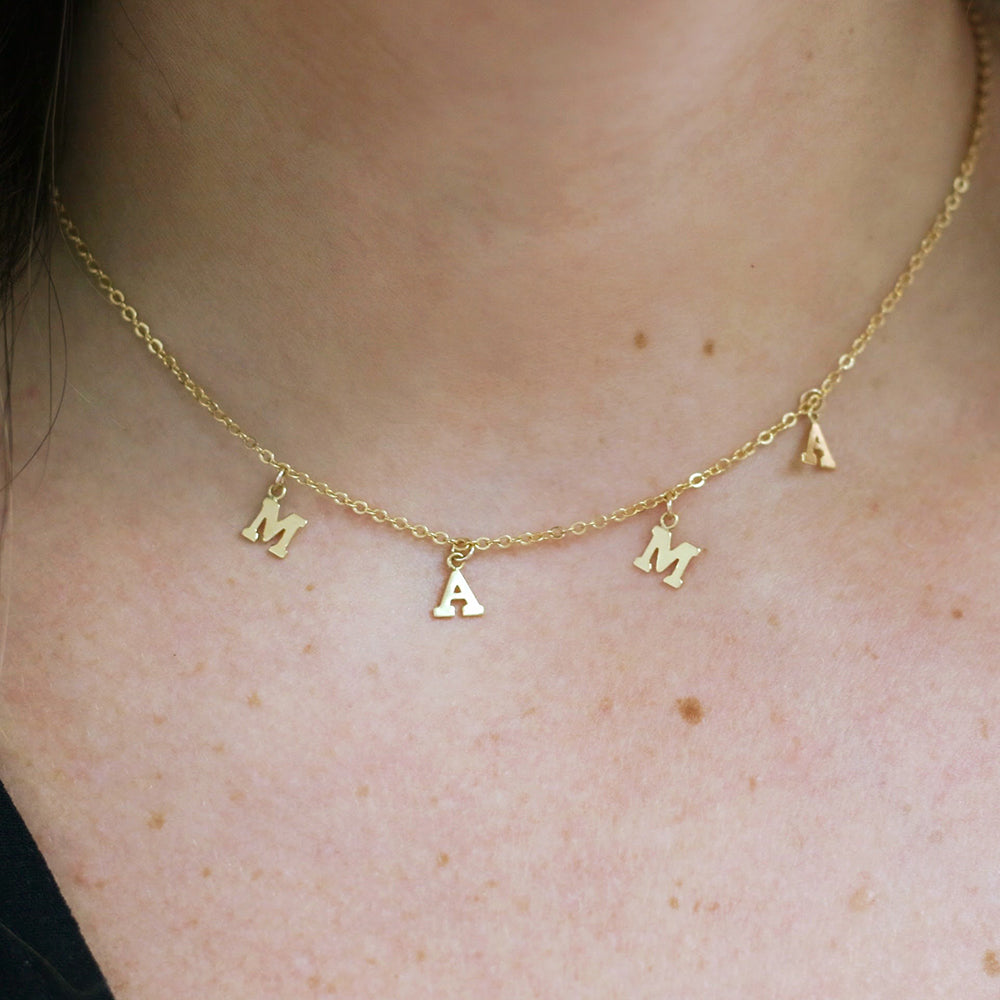 taudrey hang with mama gold chain handing letters mama necklace choker