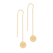 taudrey hanging by a thread gold pull through personazlied earring