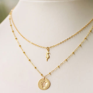 taudrey hold your horses layered choker seahorse personalized charm