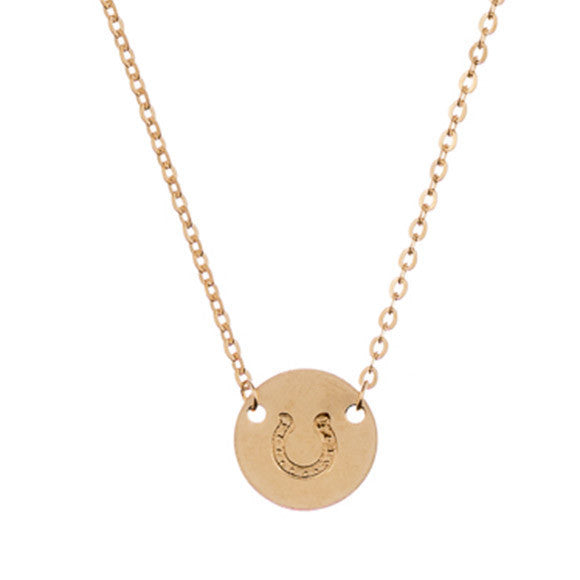 taudrey mini coin symbol necklace stamp detail horseshoe