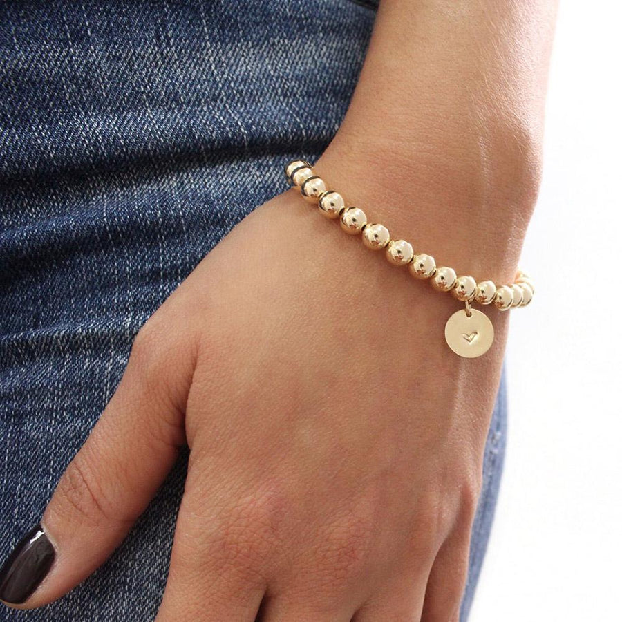 taudrey how gold are you large gold bead bracelet personalized charm