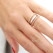 taudrey ring stack in the mix mixed metals gold rose gold silver personalized band