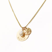 taudrey just keep swimming necklace personalized charm pearl sand dollar details details