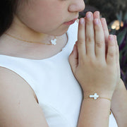 taudrey kids girls blessed necklace bracelet set pearl cross communion