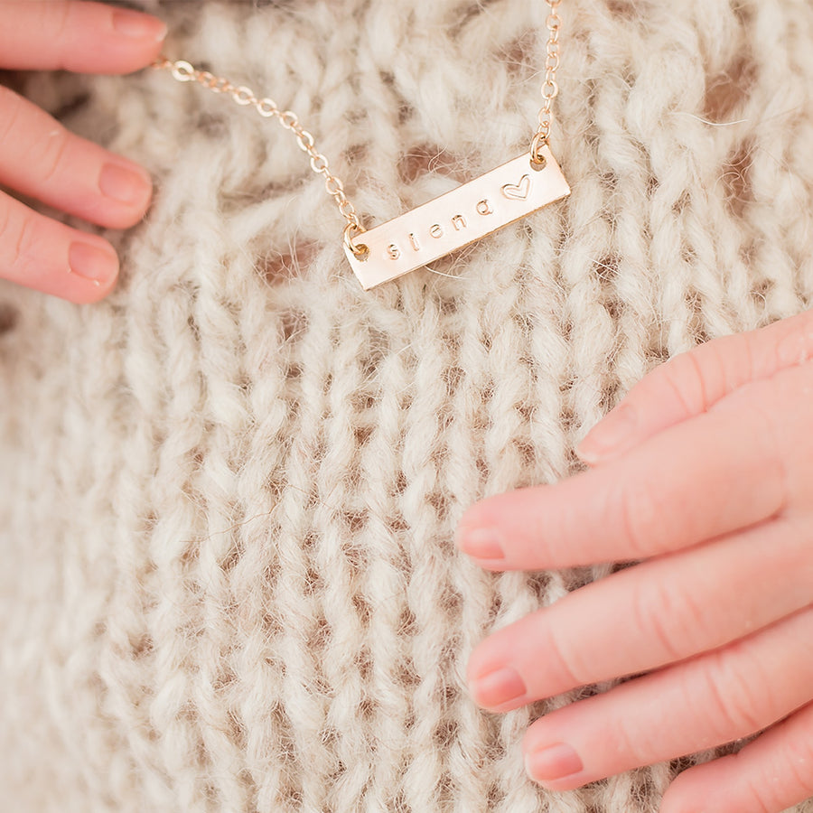taudrey kids skinny autograph plate name hand stamped name necklace