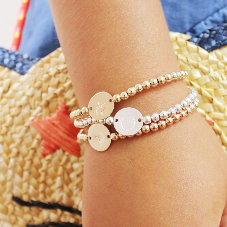 taudrey kids three little pretties gold rose gold silver personalized beaded bracelets 