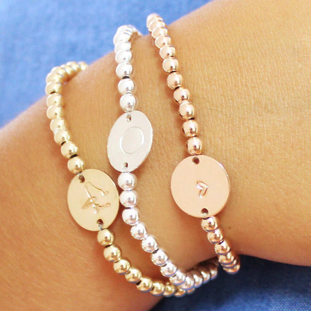 taudrey kids three little pretties gold rose gold silver personalized beaded bracelets 