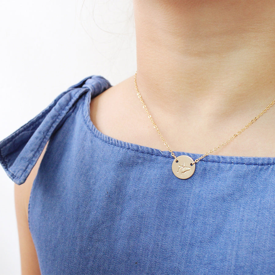 taudrey kids mini coin hand stamped unicorn symbol gold necklace