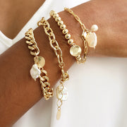 taudrey bold lady cuban link chain bracelet pearl detail