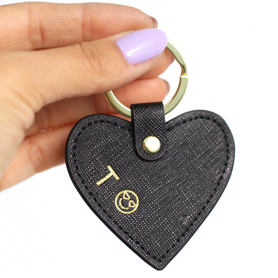 Key Ring Black Saffiano Keychain Monogrammed Key Fob Customized