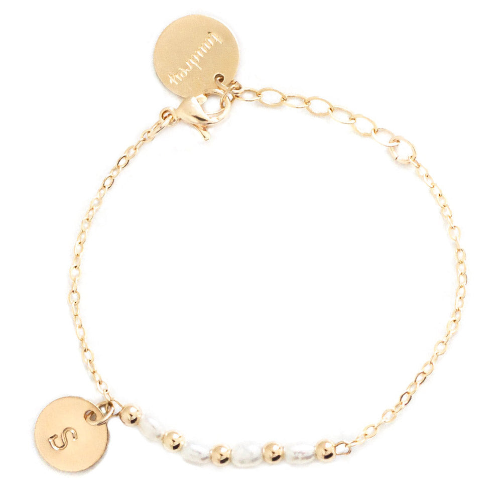 taudrey kids girls little pretty bracelet pearl gold bead accented personalized gold charm