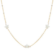 taudrey lucky stars necklace gold chain three pearl stars