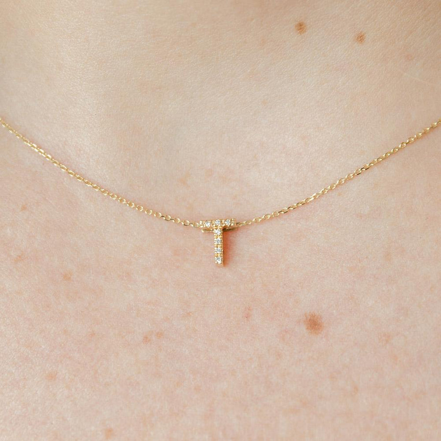 taudrye luxe worth it necklace 14k yellow gold pave diamonds personalized charm letter initial
