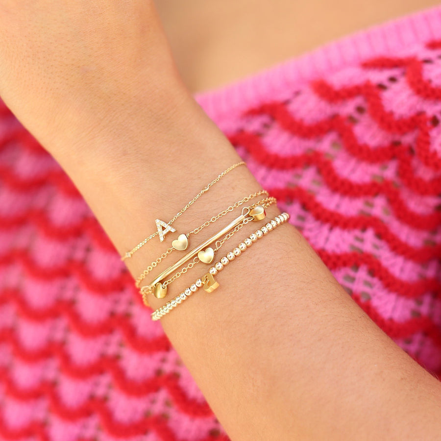 Gold Three Initials Bracelet