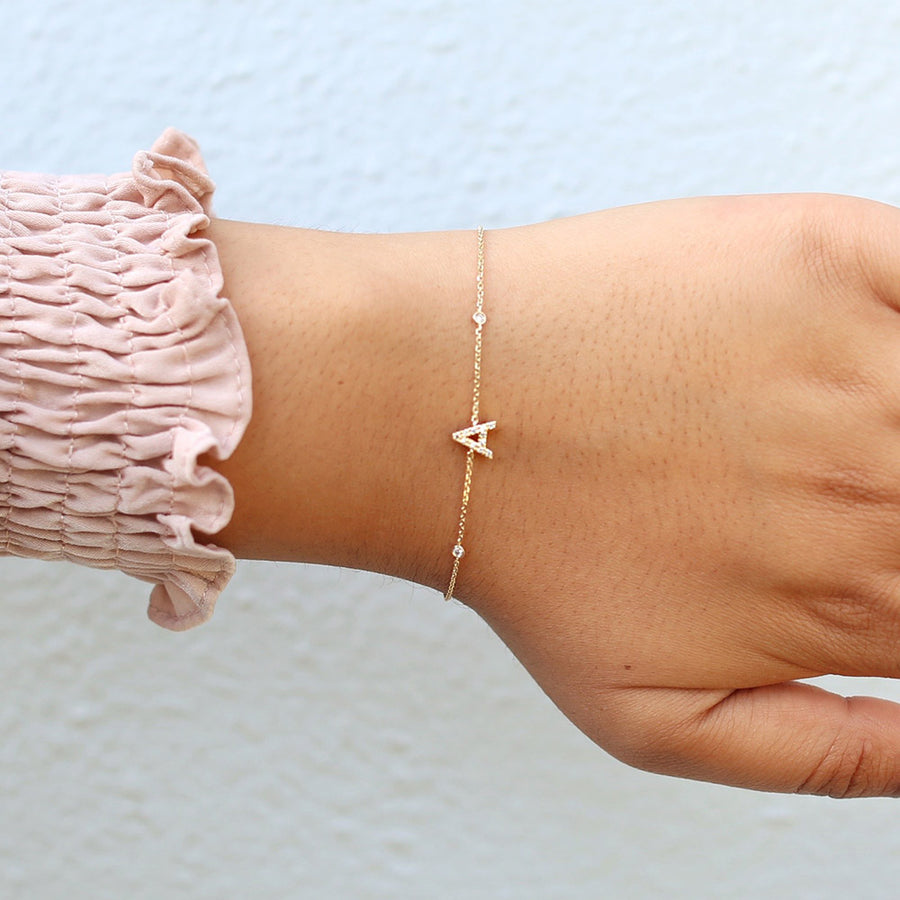 taudrey luxe fine jewelry worth it bracelet 14k yellow gold personalized charm with pave diamonds 