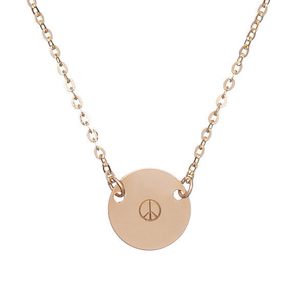 taudrey mini coin symbol necklace stamp detail peace sign