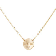 taudrey mini coin necklace gold charm hand stamped with mom 