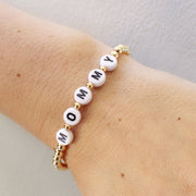 taudrey beaded letter block bracelet mommy gold rose gold silver mom bracelet