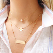 taudrey gold dainty necklace mother of pearl accent