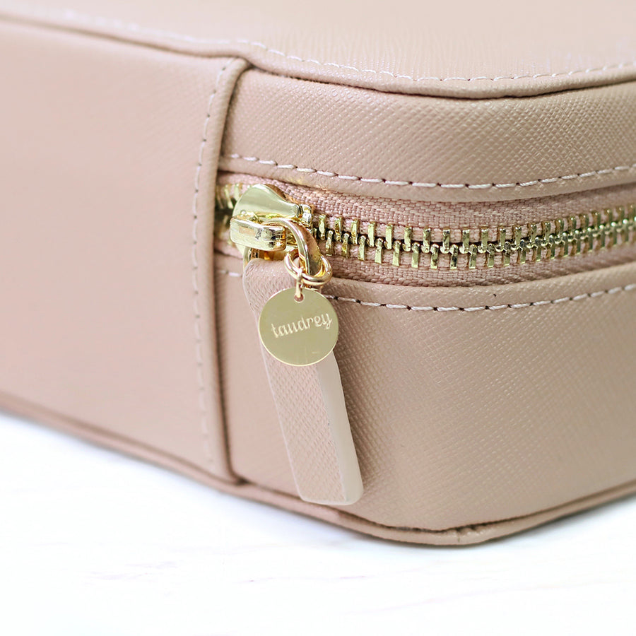 taudrey pretties inside jewelry case travel organizer blush saffiano leather personalized