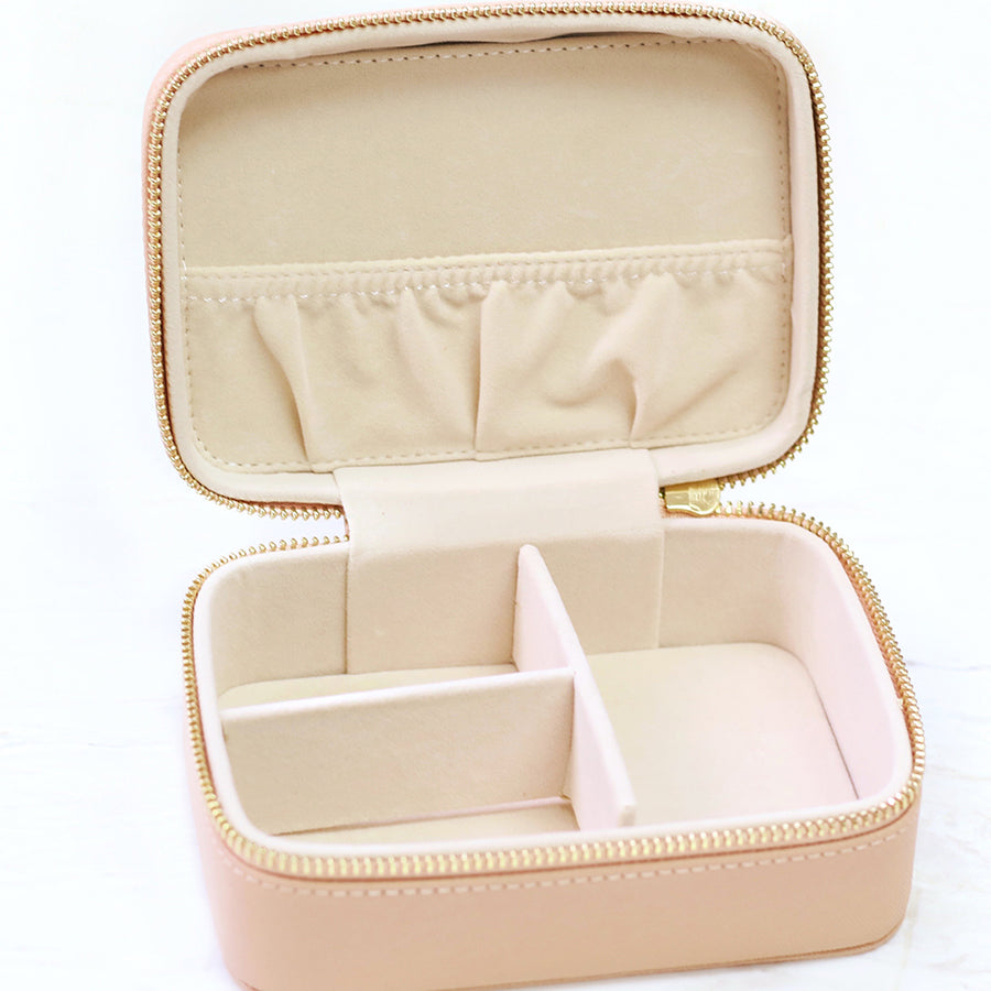 taudrey pretties inside jewelry case travel organizer blush saffiano leather personalized