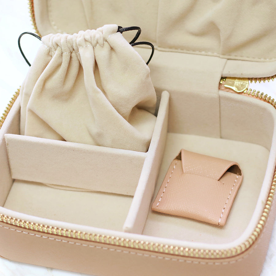 taudrey pretties inside jewelry case travel organizer blush saffiano leather personalized
