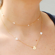 taudrey love you mean it necklace gold dainty necklace with heart shaped pearls and personalized gold charm