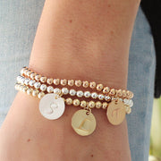 taudrey three little pretties beaded bracelet set gold rose and silver personalized charms