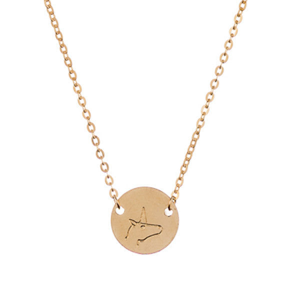 taudrey mini coin symbol necklace stamp detail unicorn