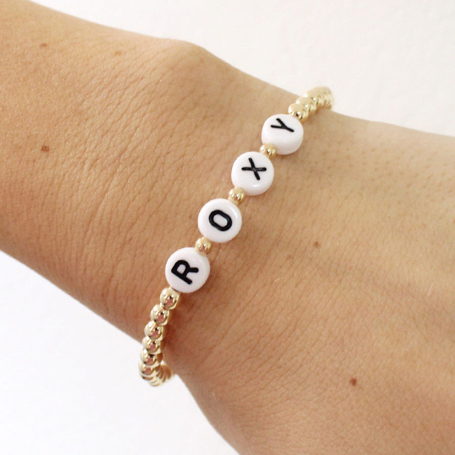 Writer's Block Bracelet: Personalized Letter Block Bracelet Silver / White/Clear / Large/XL